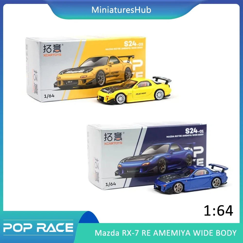 Mazda RX7 RE Amemiya cuerpo ancho POP RACE 1:64 miniaturas a escala verdadera aleación modelo fundido a presión colección de coches Xcartoys