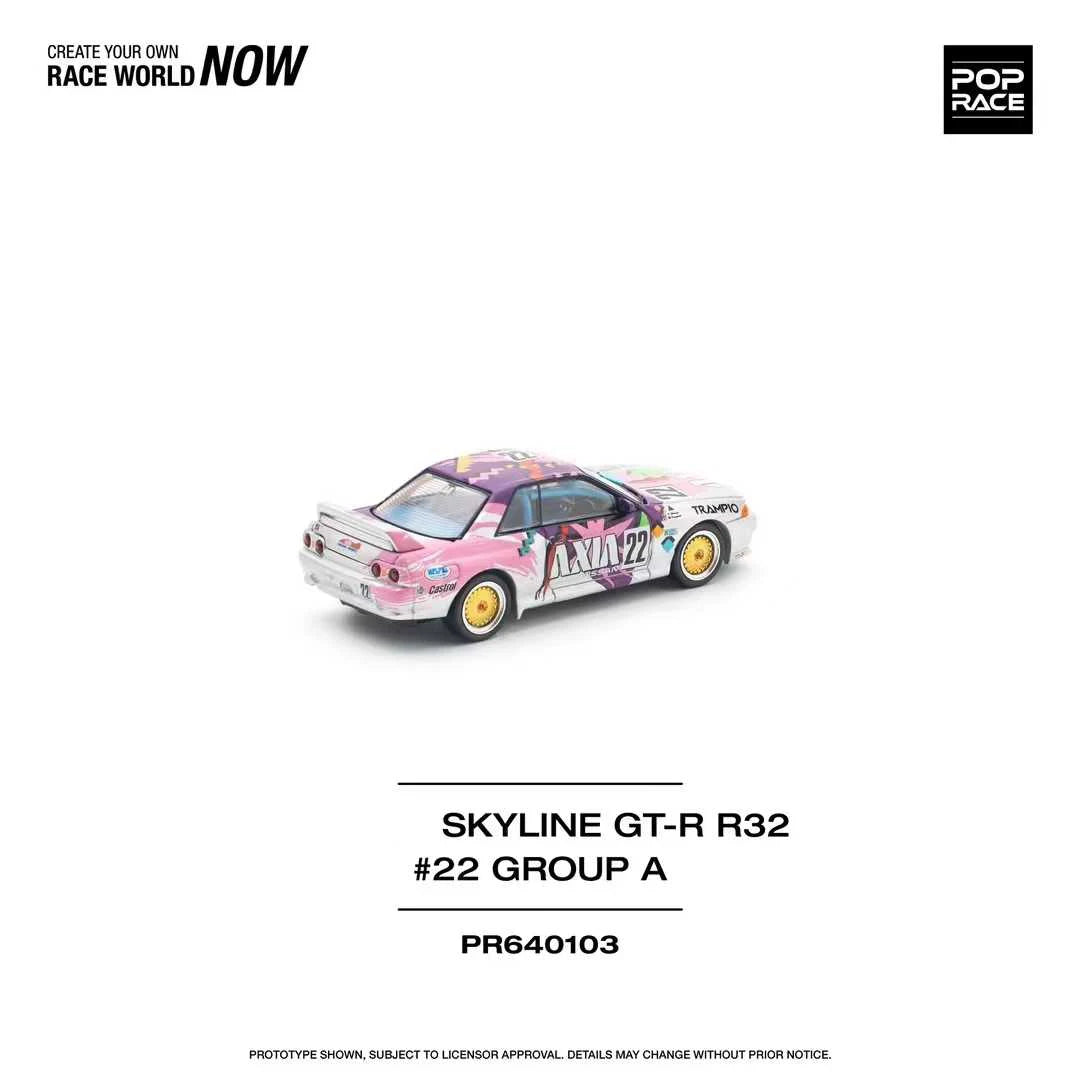 POP Race-modelo de coche de juguete, modelo de preventa, Skyline GTR R32 AXIA #22, Grupo A, capota que se puede abrir, Diecast Diorama, 1:64