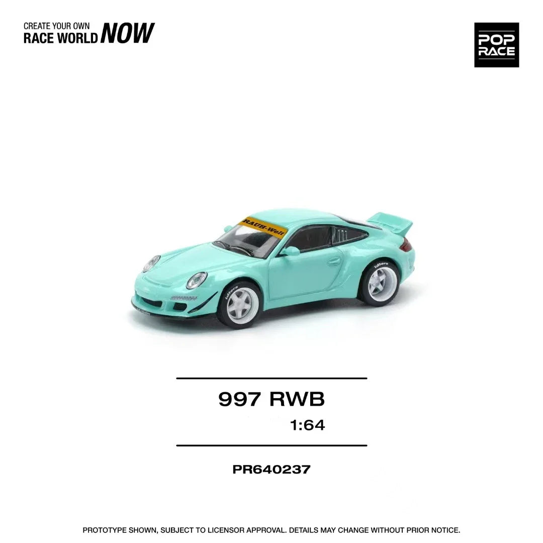 Preventa POP RACE 1:64 RWB 997 ala de pato TFN azul Diecast Diorama coche modelo de juguete