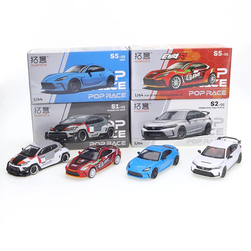 XCarToys-modelo de coche de aleación de fundición a presión para Toyota, GR86-EVA, Honda, Civic type-r (FL5), 1/64