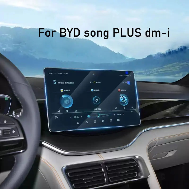 Protector de pantalla de vidrio templado para BYD song PLUS dm-i, 2021-2025, 12,8 pulgadas o 15,6 pulgadas, radio de coche, navegación GPS, antiarañazos