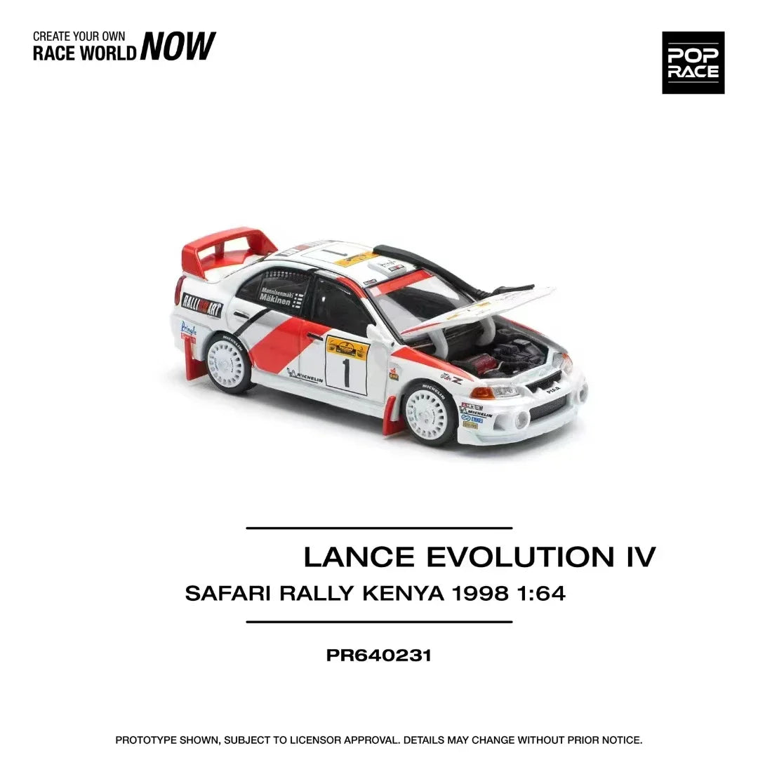 Preventa POP RACE 1:64 Lancer Evolution EVO IV Rally capó que se puede abrir Diecast Diorama coche modelo de juguete