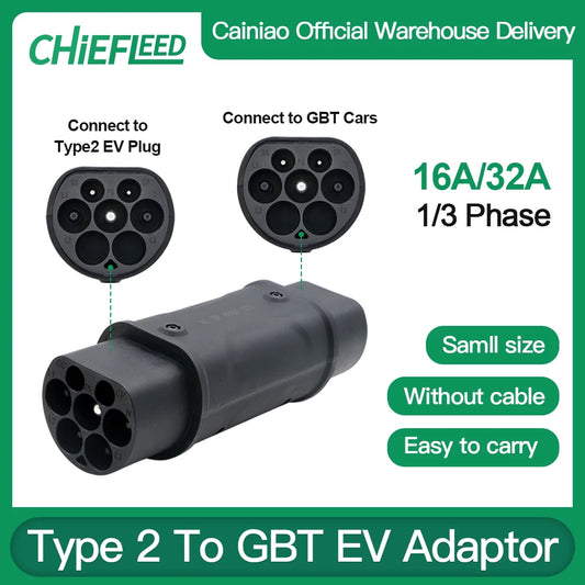 Adaptador de cargador EV tipo 2 a GBT IEC 62196 a GB Adaptador convertidor de cargador EV estándar de China 16A 32A para carga EVSE