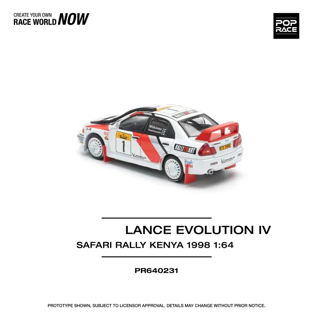 Preventa POP RACE 1:64 Lancer Evolution EVO IV Rally capó que se puede abrir Diecast Diorama coche modelo de juguete