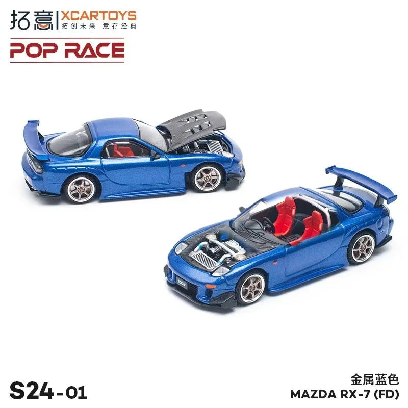 Mazda RX7 RE Amemiya cuerpo ancho POP RACE 1:64 miniaturas a escala verdadera aleación modelo fundido a presión colección de coches Xcartoys