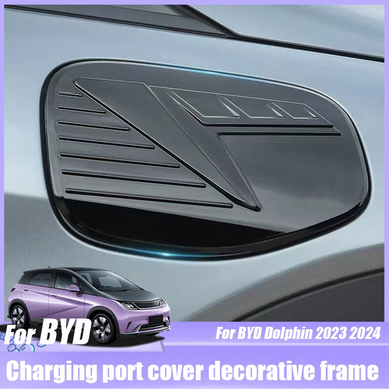 Para BYD Dolphin 2023 2024 tapa de tanque de combustible cubierta de puerto de carga pegatinas de marco decorativo modificación exterior automotriz