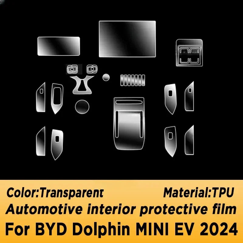 Pantalla de navegación de Panel de caja de cambios para BYD Dolphin MINI EV Seagull 2024, cubierta de película protectora de TPU Interior automotriz, antiarañazos