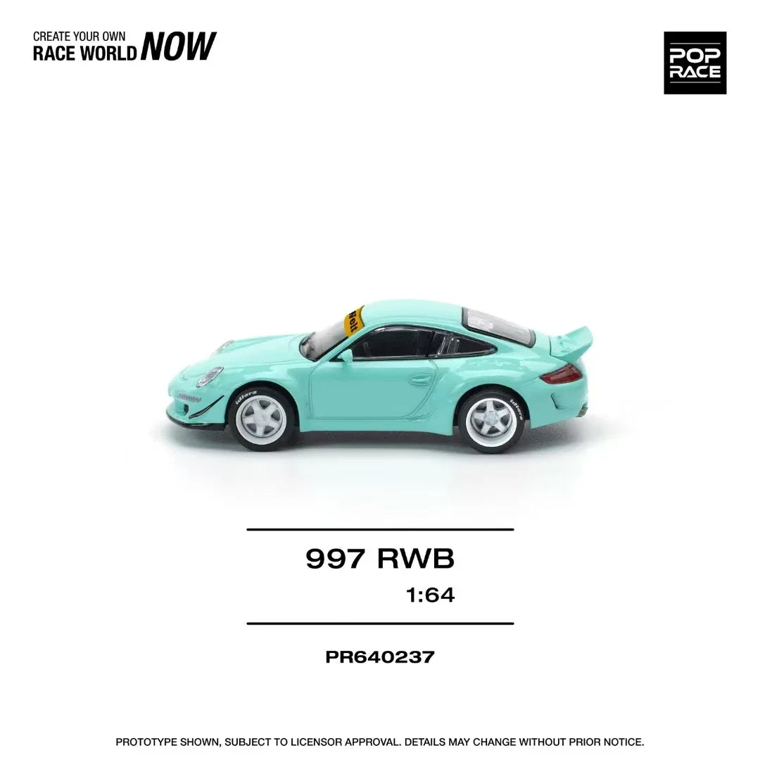 Preventa POP RACE 1:64 RWB 997 ala de pato TFN azul Diecast Diorama coche modelo de juguete