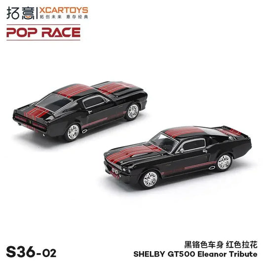 **Prépedido **Xcartoys x POP RACE 1:64 Shelby Mustang GT500 Eleanor Tribute Coche modelo negro fundido a presión