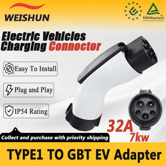 Adaptador de carga EV 32A 7KW tipo 1 a GBT J1772 a GBT para coche eléctrico BYD