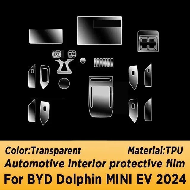 Pantalla de navegación para BYD Dolphin MINI EV Electric 2024, Panel de caja de cambios, Interior automotriz, cubierta de película protectora de TPU, antiarañazos