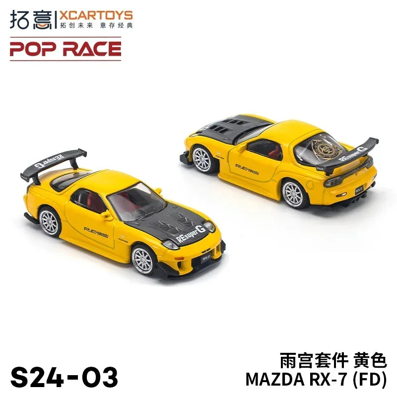 Mazda RX7 RE Amemiya cuerpo ancho POP RACE 1:64 miniaturas a escala verdadera aleación modelo fundido a presión colección de coches Xcartoys