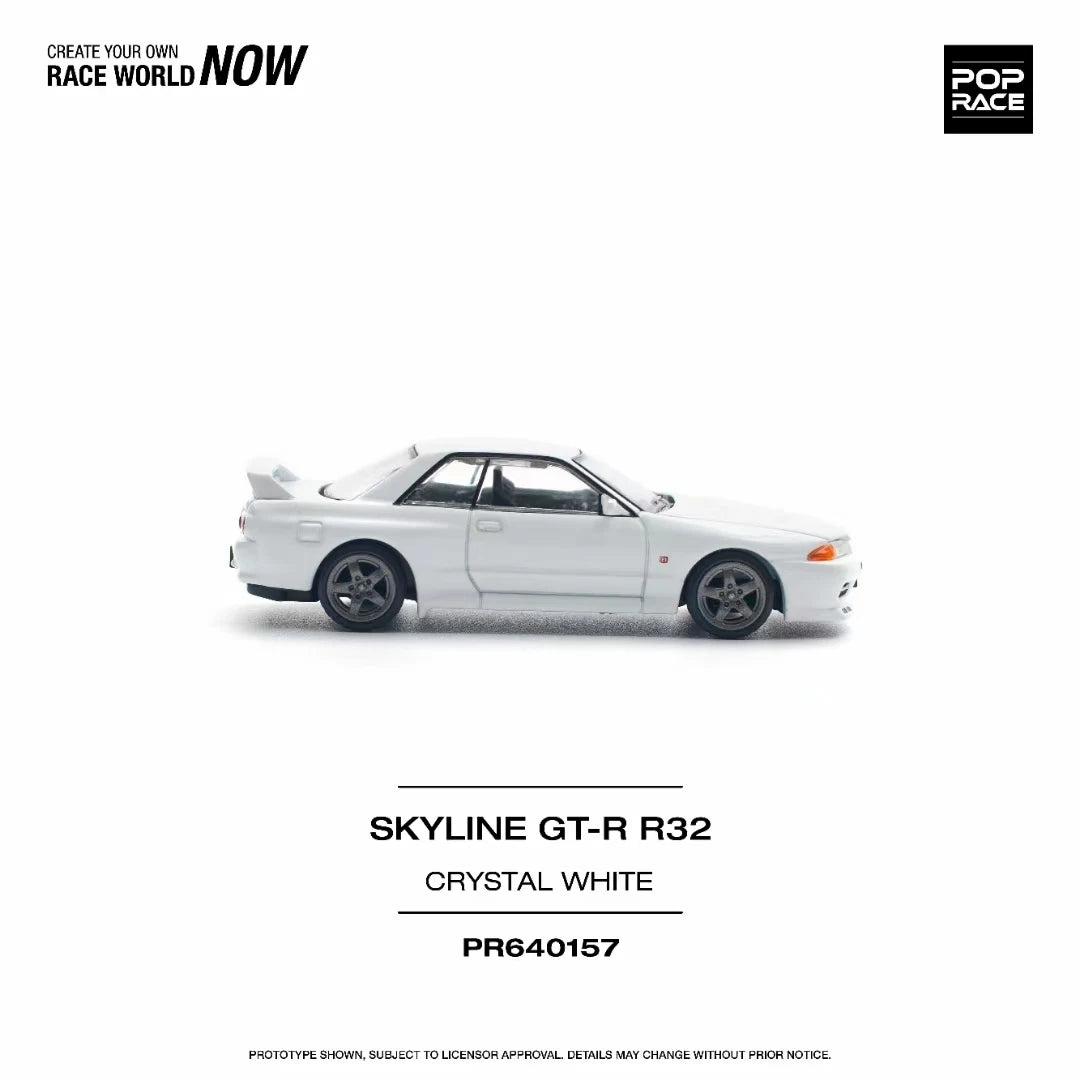 Pop Race-modelo de coche GTR R32, escala 1:64, Skyline, Diorama, cristal blanco fundido a presión, juguetes en miniatura de colección