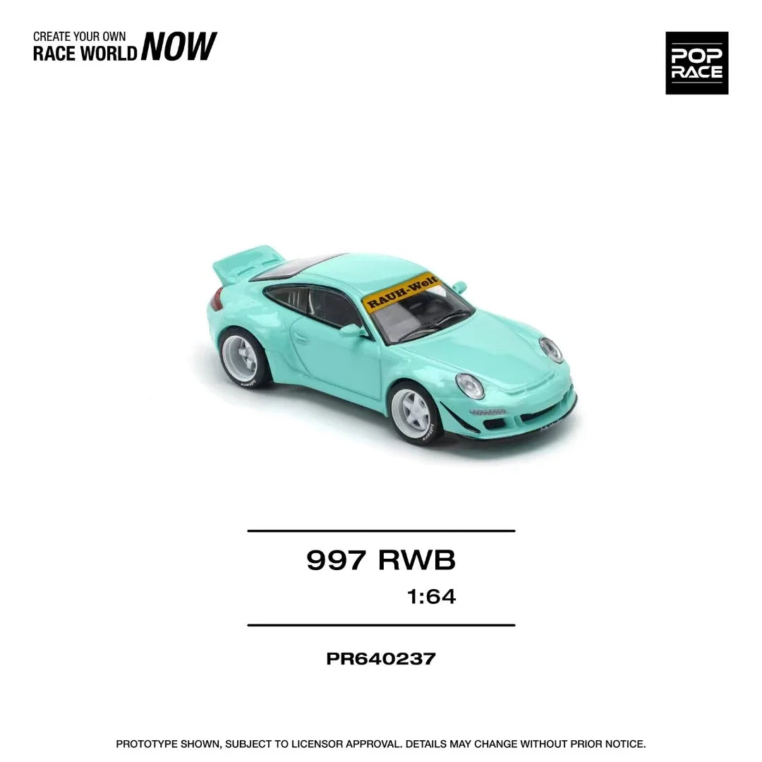 Preventa POP RACE 1:64 RWB 997 ala de pato TFN azul Diecast Diorama coche modelo de juguete