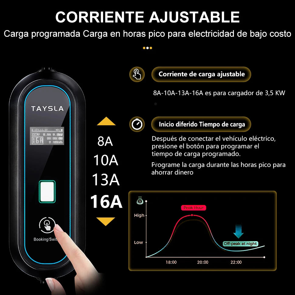 Cargador de coche eléctrico TAYSLA 3.5KW 16A GBT con enchufe estadounidense cargador EV portátil para BYD Trumpchi NETA JAC todos los vehículos eléctricos