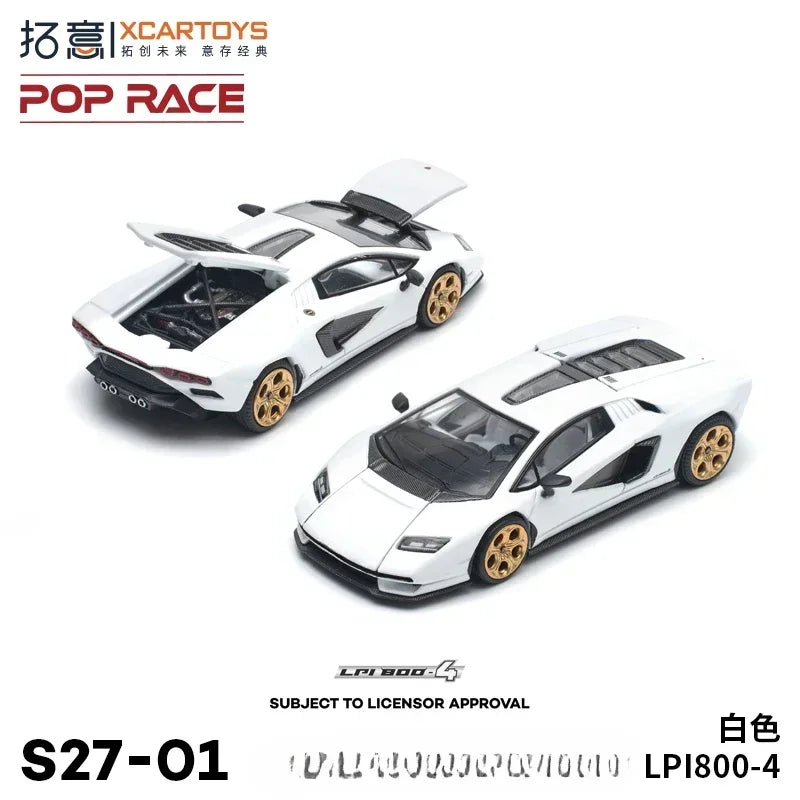 Xcartoys x POP RACE 1:64 Countach LPI800-4 Coche modelo blanco