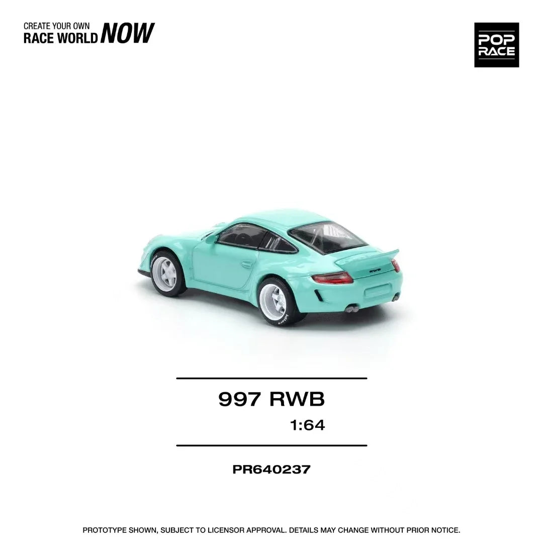 Preventa POP RACE 1:64 RWB 997 ala de pato TFN azul Diecast Diorama coche modelo de juguete