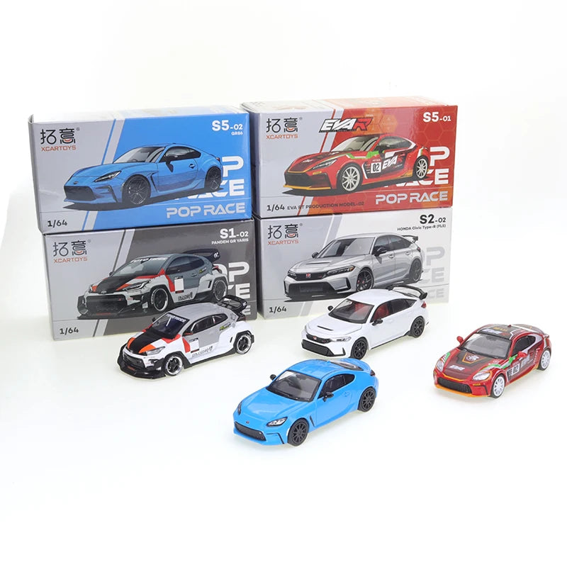 XCarToys-modelo de coche de aleación de fundición a presión para Toyota, GR86-EVA, Honda, Civic type-r (FL5), 1/64