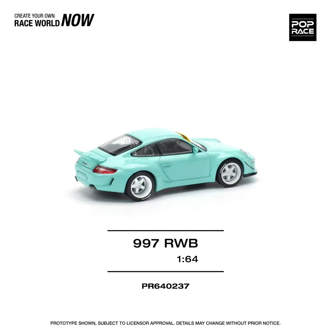 Preventa POP RACE 1:64 RWB 997 ala de pato TFN azul Diecast Diorama coche modelo de juguete