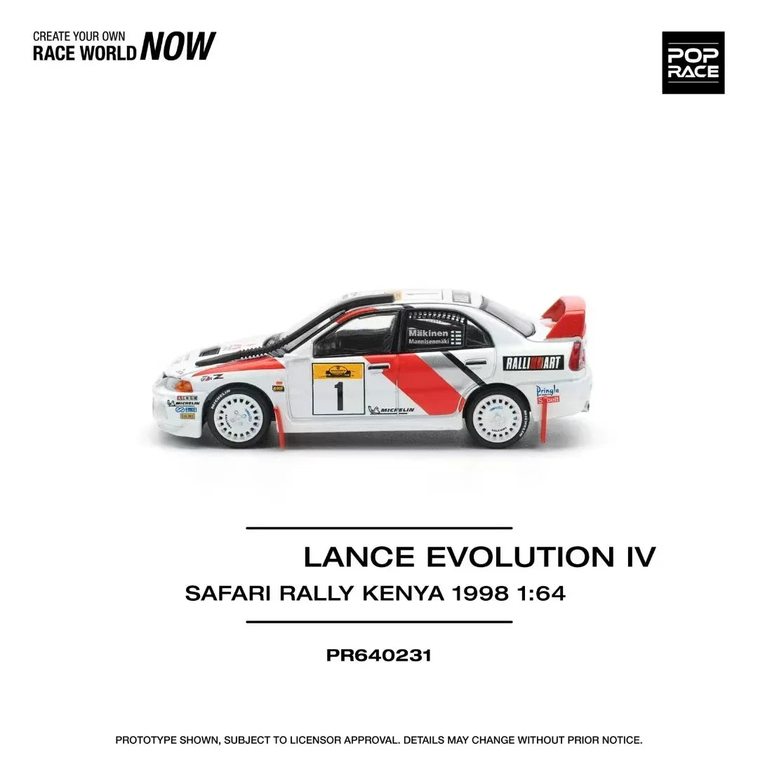 Preventa POP RACE 1:64 Lancer Evolution EVO IV Rally capó que se puede abrir Diecast Diorama coche modelo de juguete