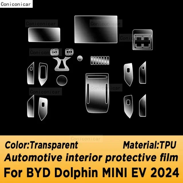 Pantalla de navegación de Panel de caja de cambios para BYD Dolphin MINI EV Seagull 2024, cubierta de película protectora de TPU Interior automotriz, antiarañazos