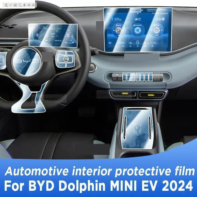 Pantalla de navegación para BYD Dolphin MINI EV Electric 2024, Panel de caja de cambios, Interior automotriz, cubierta de película protectora de TPU, antiarañazos