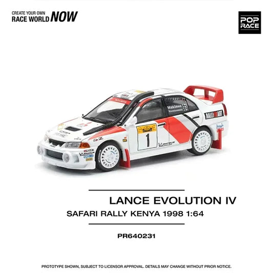 Preventa POP RACE 1:64 Lancer Evolution EVO IV Rally capó que se puede abrir Diecast Diorama coche modelo de juguete